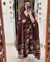 Anarkali Kurta Set With Angrakha Style For Women( Purple )