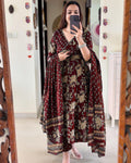 Anarkali Kurta Set With Angrakha Style For Women( Purple )